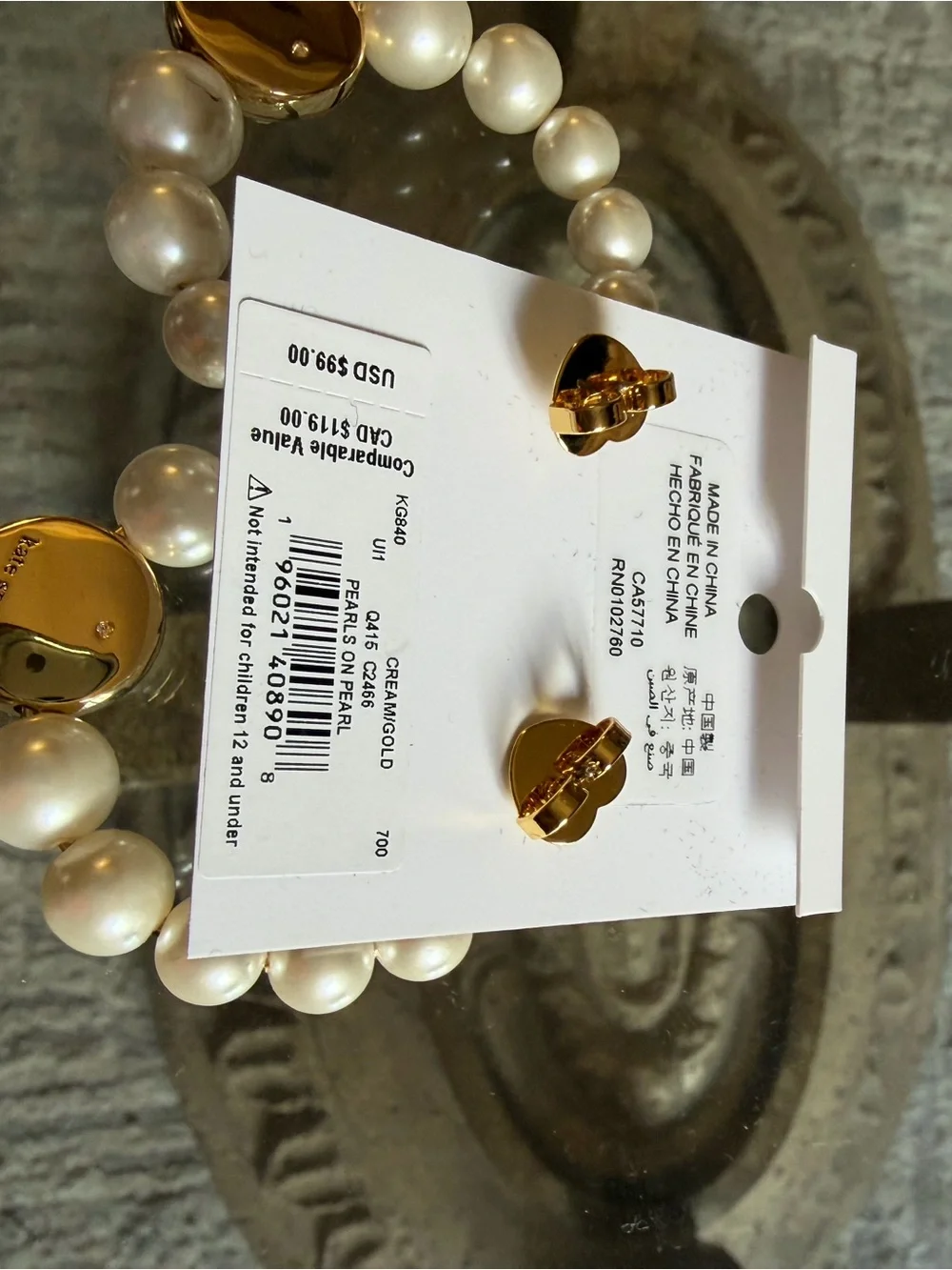 kate spade Cream Pearl Stretch earrings - Picture 3 of 4